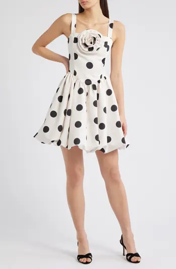 Polka Dot Rosette Detail Cocktail Minidress | Nordstrom