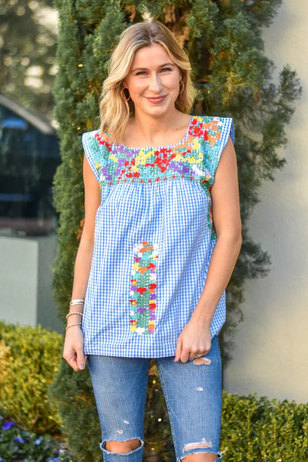 The Emily Top - Blue Gingham | The Impeccable Pig