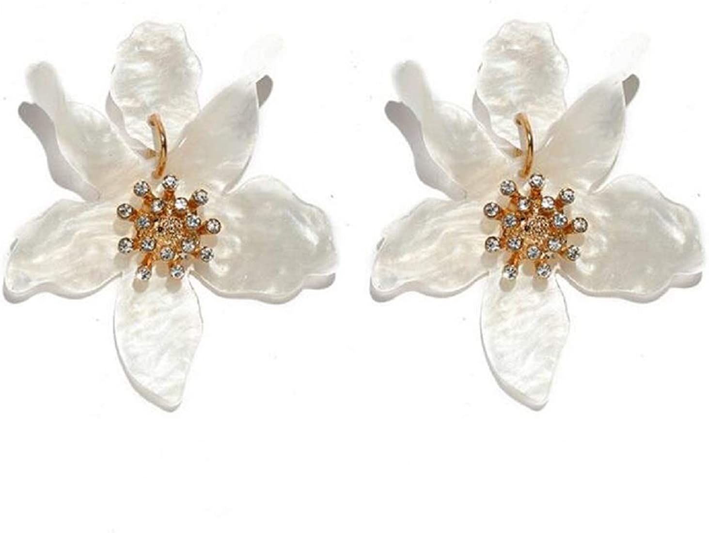 Tiande Bohemian Luxury Oversize Resin Big Flower Earrings For Women Stainless Steel Crystal Jewel... | Amazon (US)