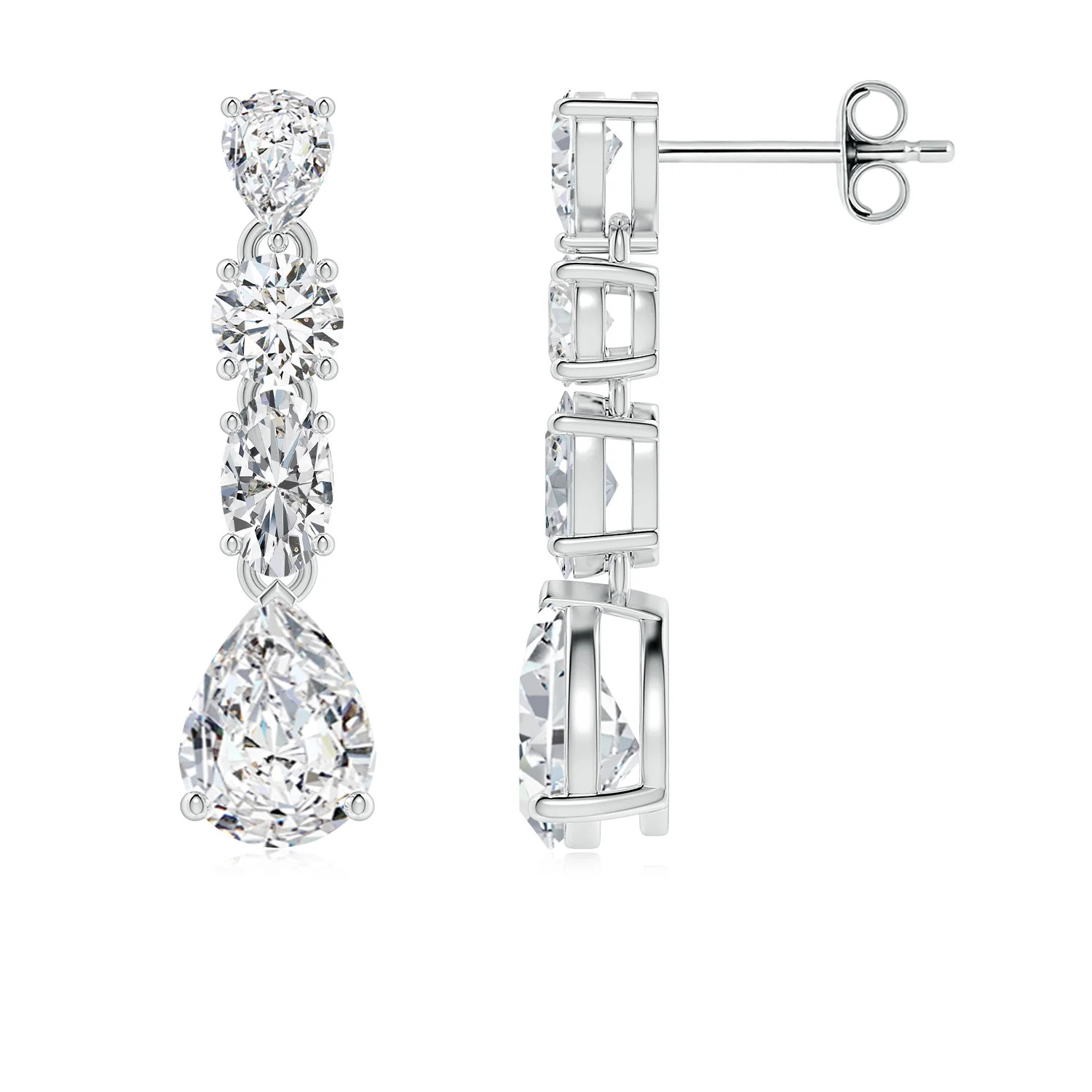Multi-Shape Diamond Dangle Earrings in 14K White Gold (H, SI2 - 1.42CT. TW.) | Angara | Angara US