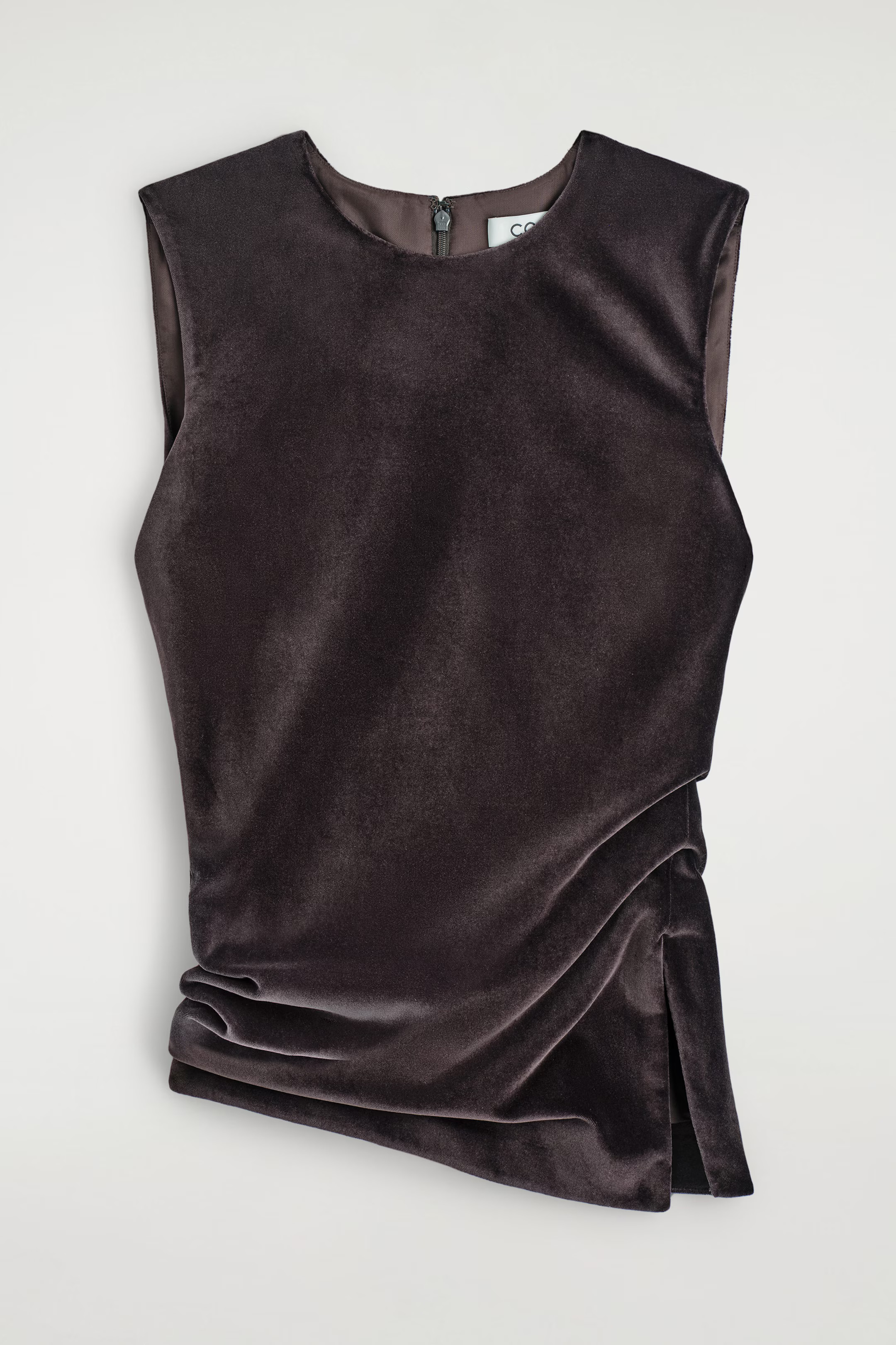 ASYMMETRIC VELVET TOP - DARK BROWN | COS GB | COS UK
