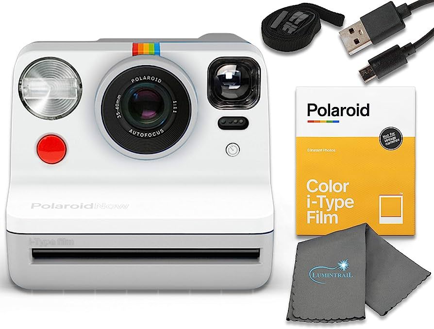 Polaroid Now I-Type Instant Film Camera - White Bundle with a Color i-Type Film Pack (8 Instant P... | Amazon (US)