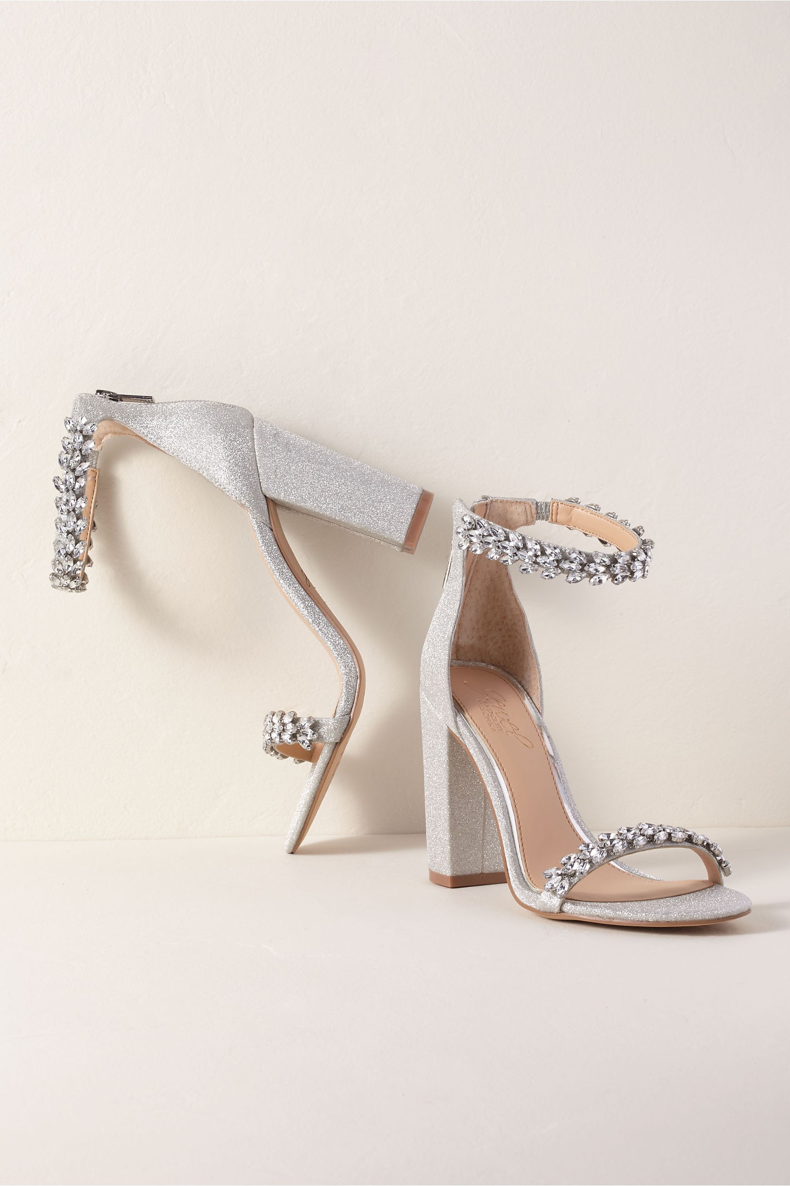 BHLDN's Jewel by Badgley Mischka Jewel By Badgley Mischka Mayra Block Heels in Silver | BHLDN