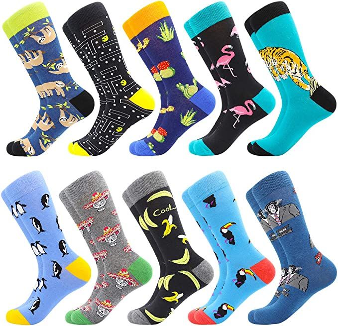 Men's Fun Dress Socks Novelty Colorful Funky Fancy Funny Patterned Crew Casual Crazy Socks for Me... | Amazon (US)