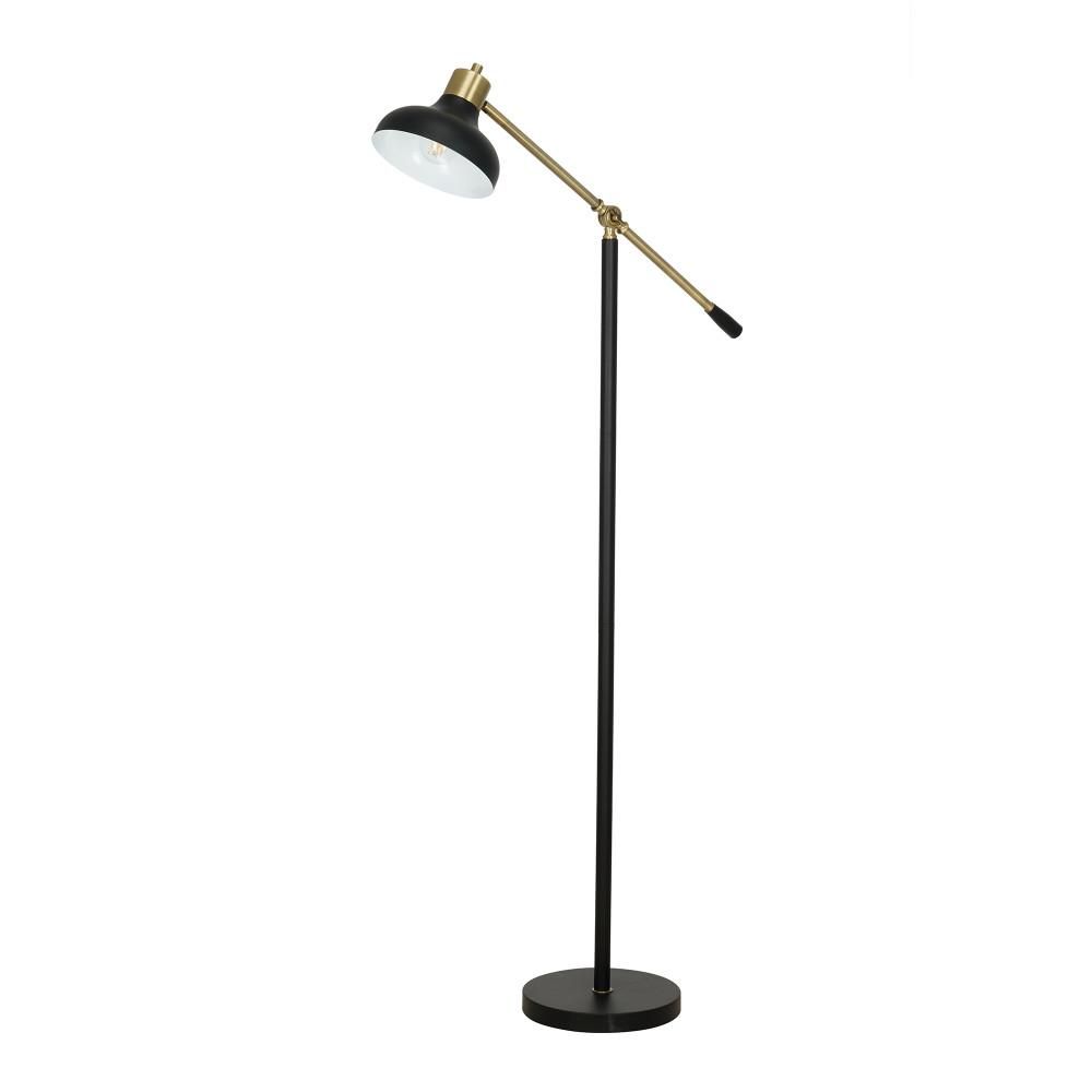 Cresswell 59.125 in. Matte Black and Gold Accents Mid-Century Modern Floor Lamp | The Home Depot