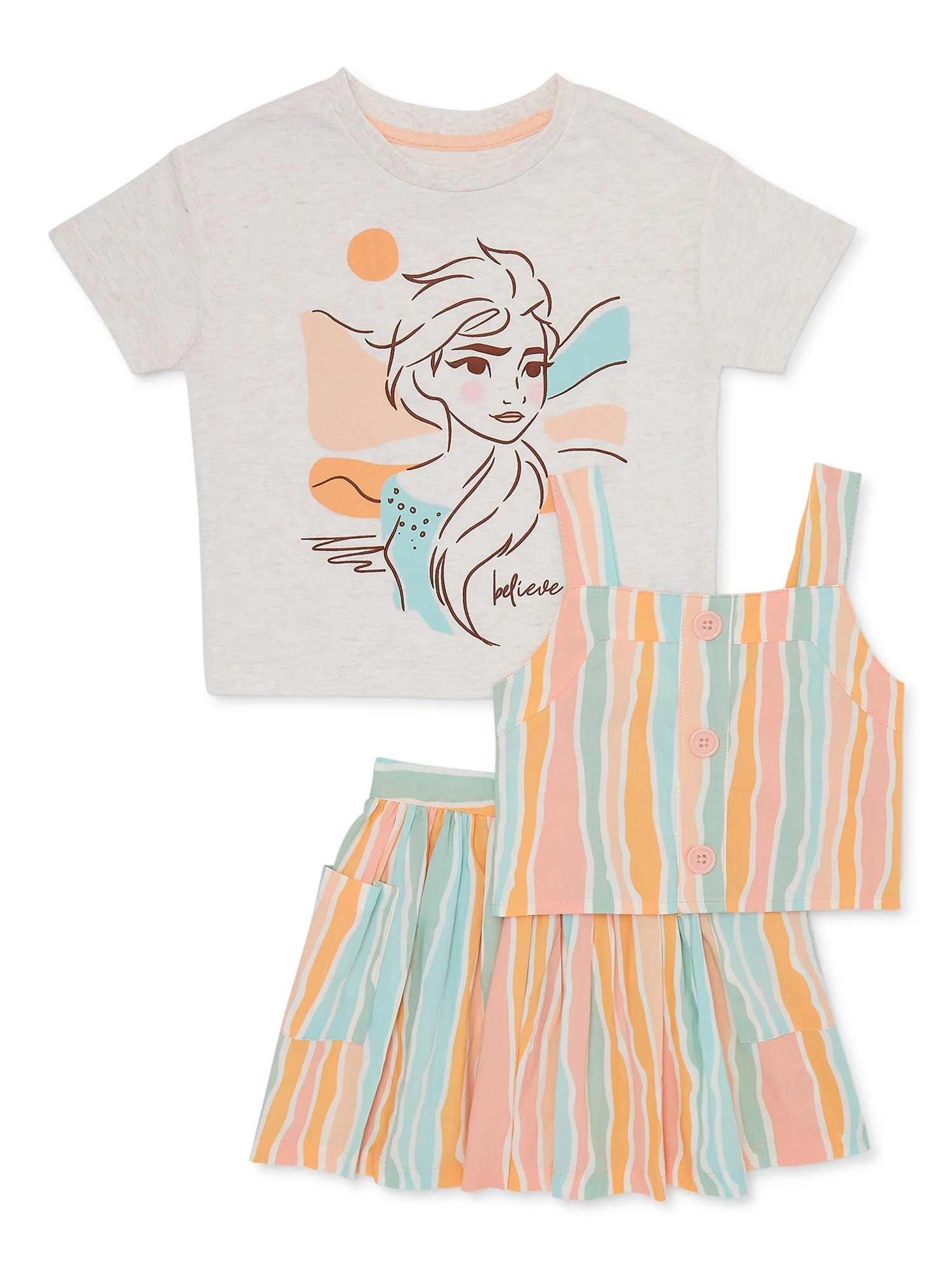 Frozen Toddler Girls T-Shirt, Tank and Skirt Set, 3-Piece, Sizes 2T-5T | Walmart (US)