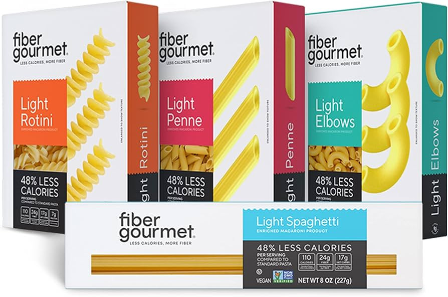 Fiber Gourmet Pasta Variety Pack, 1 8oz Box Each of Spaghetti, Rotini, Penne, Elbows, Low Calorie... | Amazon (US)