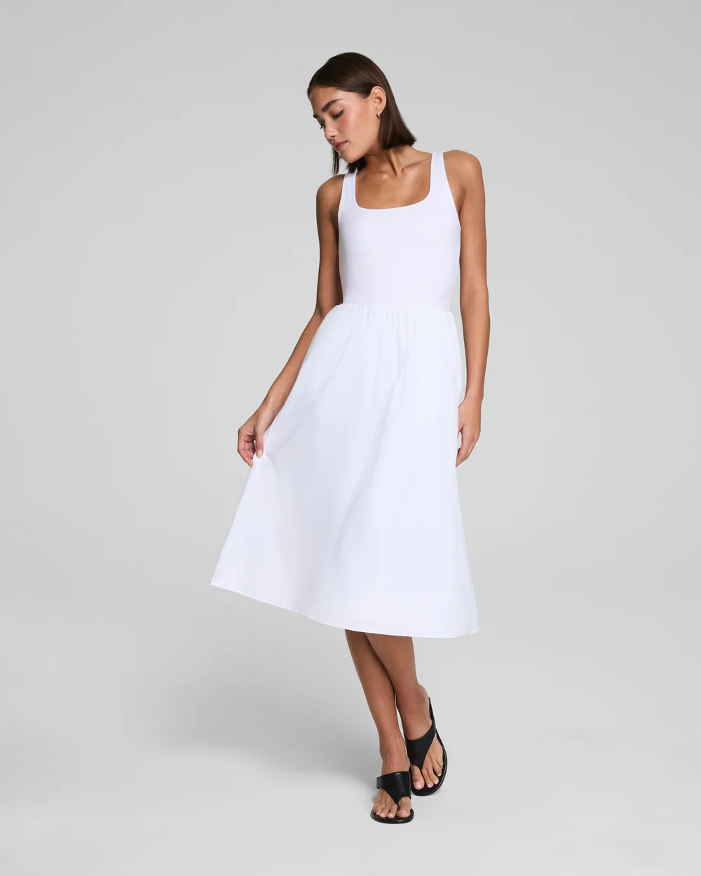 SPANXsmooth™ Jersey Scoop Neck Tank Midi Dress, White | Spanx