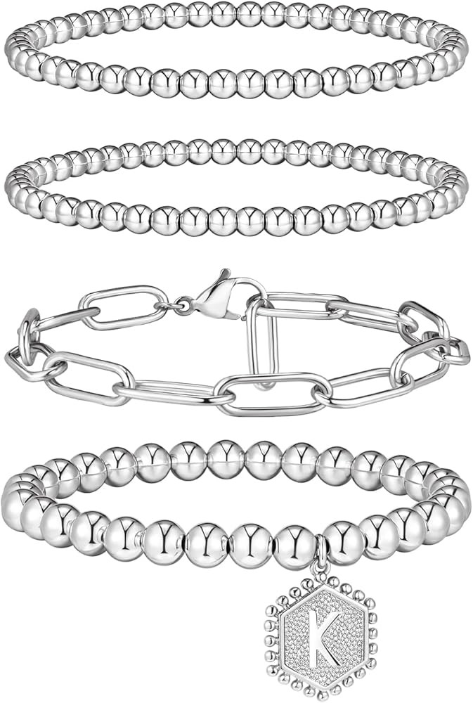 doubgood Gold Beaded Bracelets for Women, Stackable Gold Bracelets for Women 14K Real Gold Plated... | Amazon (US)