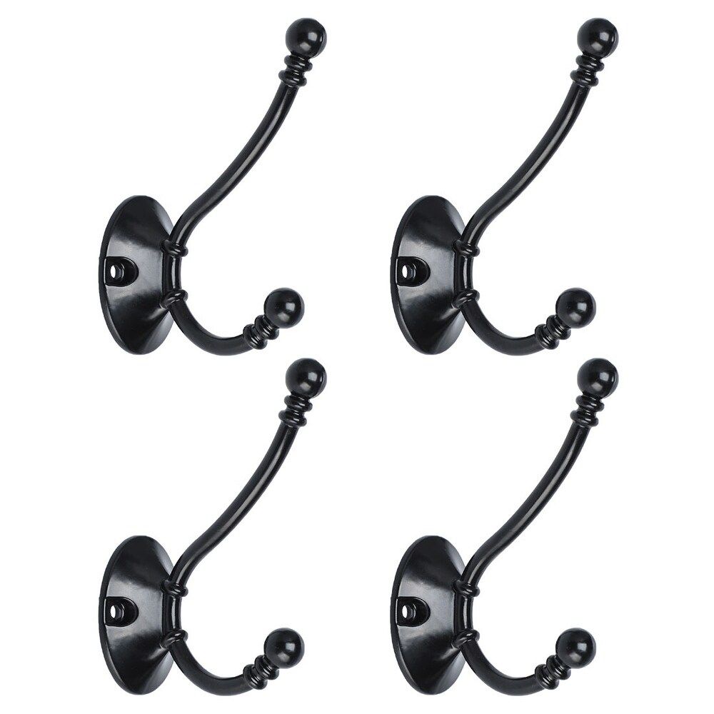 4pcs Robe Hooks Metal Hooks Coat Towel Wall Bathroom Hangers w Screws - Black - 3.7" x 1.38" x 2.56" | Bed Bath & Beyond