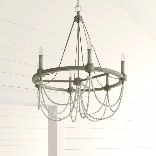 Ved 6-Light Candle Style Wagon Wheel Chandelier | Wayfair North America