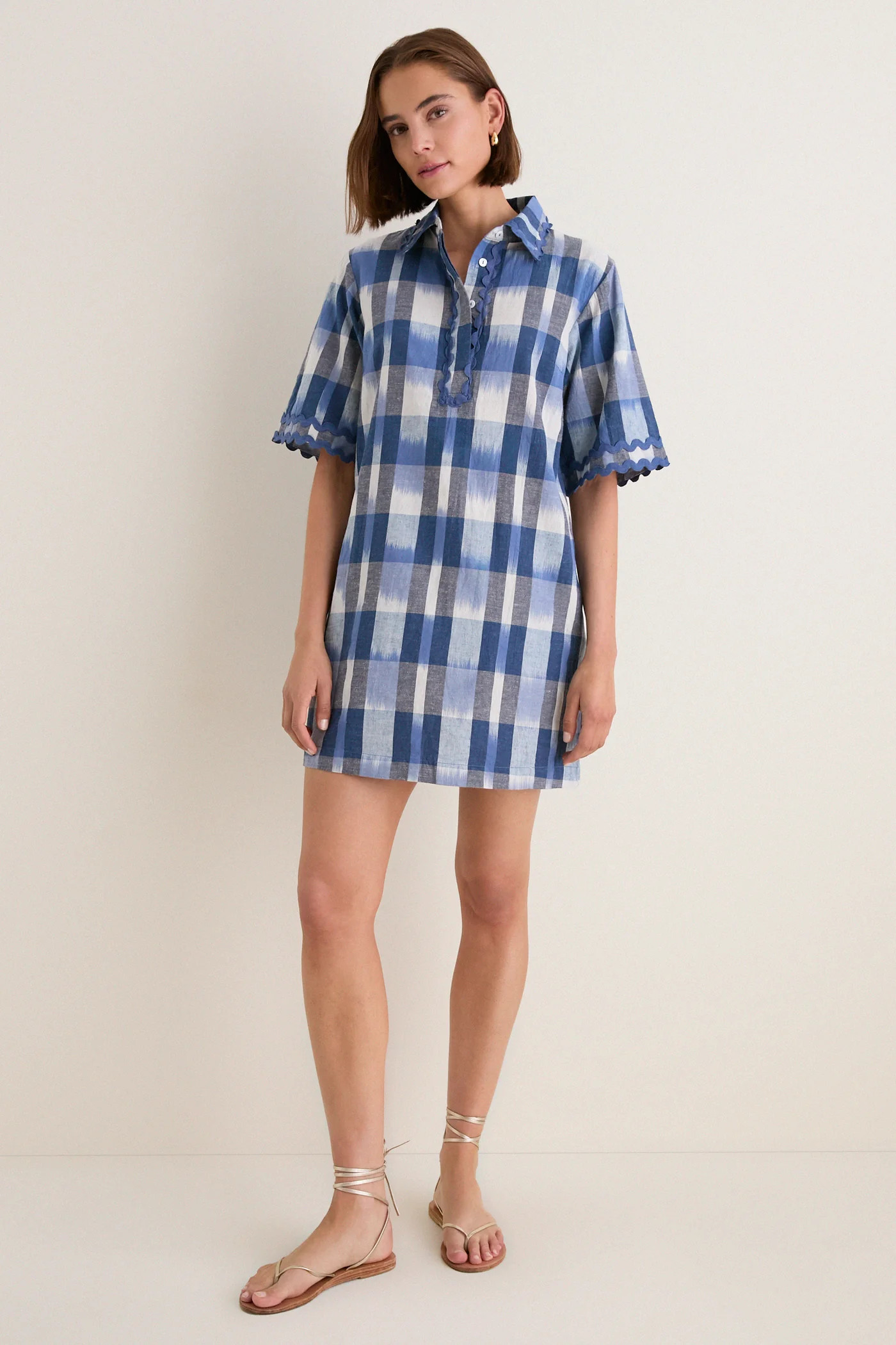 Beckett Navy Collared Mini Shirt Dress | Tuckernuck (US)