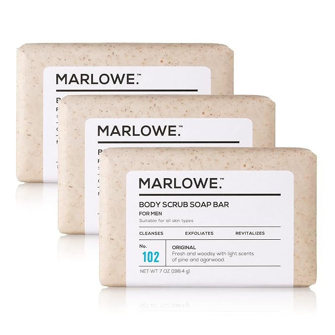 MARLOWE. No. 102 Men's Body Scrub Soap 7 oz (3 Bars) Fresh Original Woodsy Scent, Exfoliating Bar... | Amazon (US)