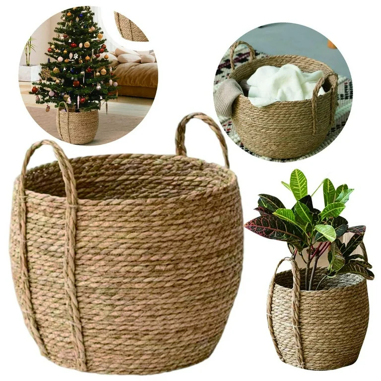Decorative Wicker Storage Basket Indoor Plant Basket for Home Decor, Round Woven Dog Cat Toy Bin ... | Walmart (US)