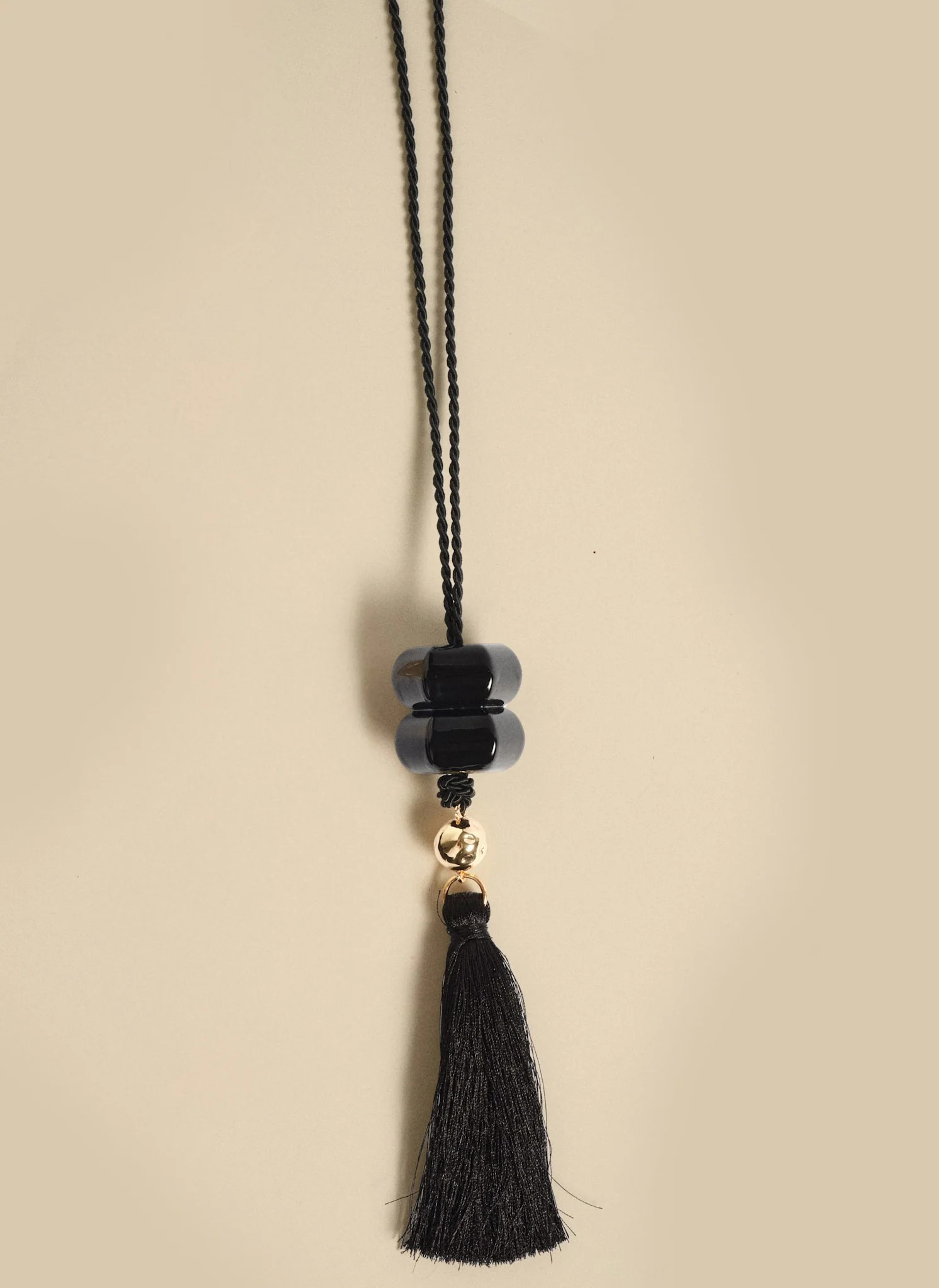 Black Resin Tassel Pendant Necklace | Mint Velvet