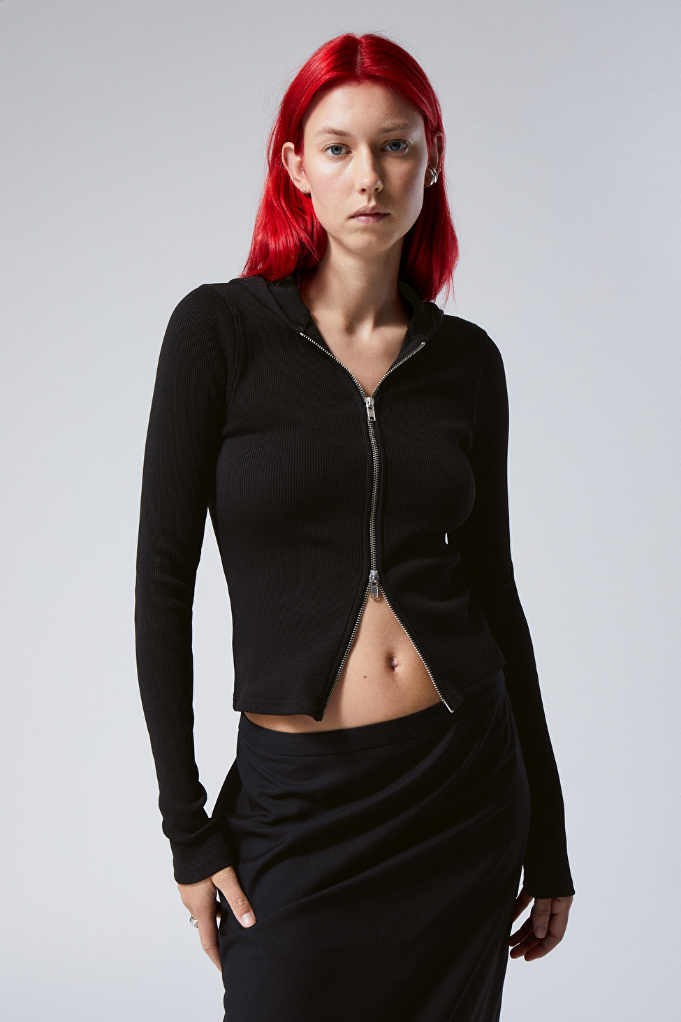 Cut Tight Zip Hoodie | Weekday