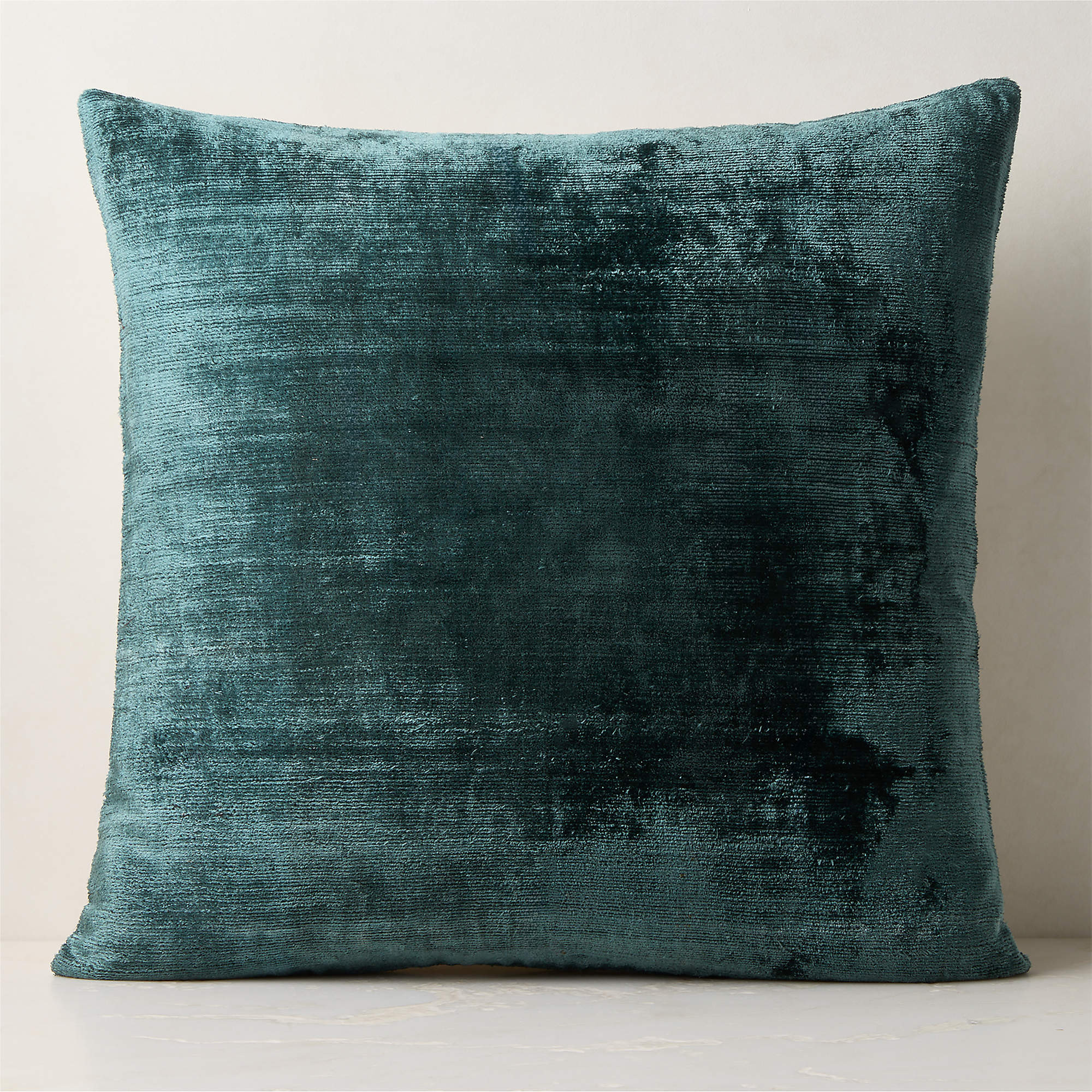 Truette Faded Teal Turkish Silk Throw Pillow with Down-Alternative Insert 23"x23" + Reviews | CB2 | CB2