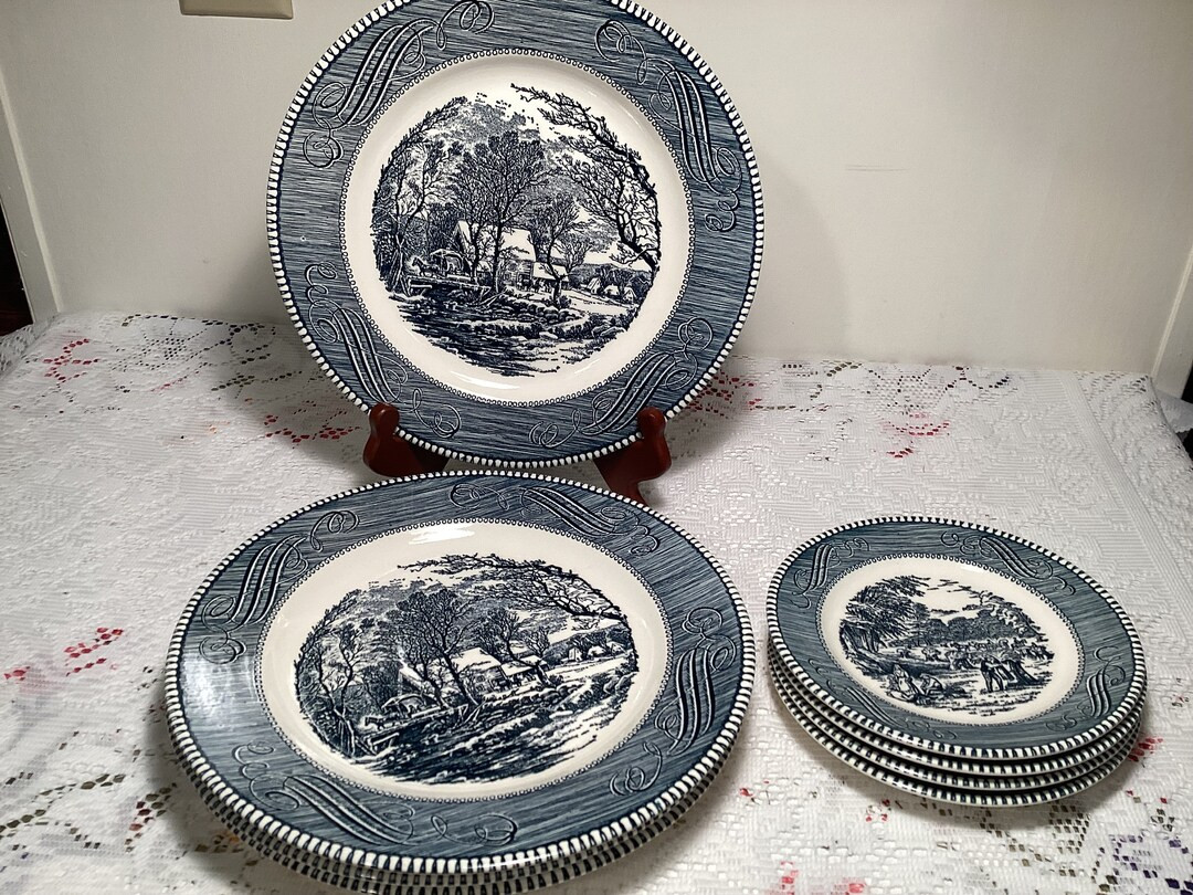 8 Royal China Co. American Currier & Ives Dinnerware Plates | Etsy (US)