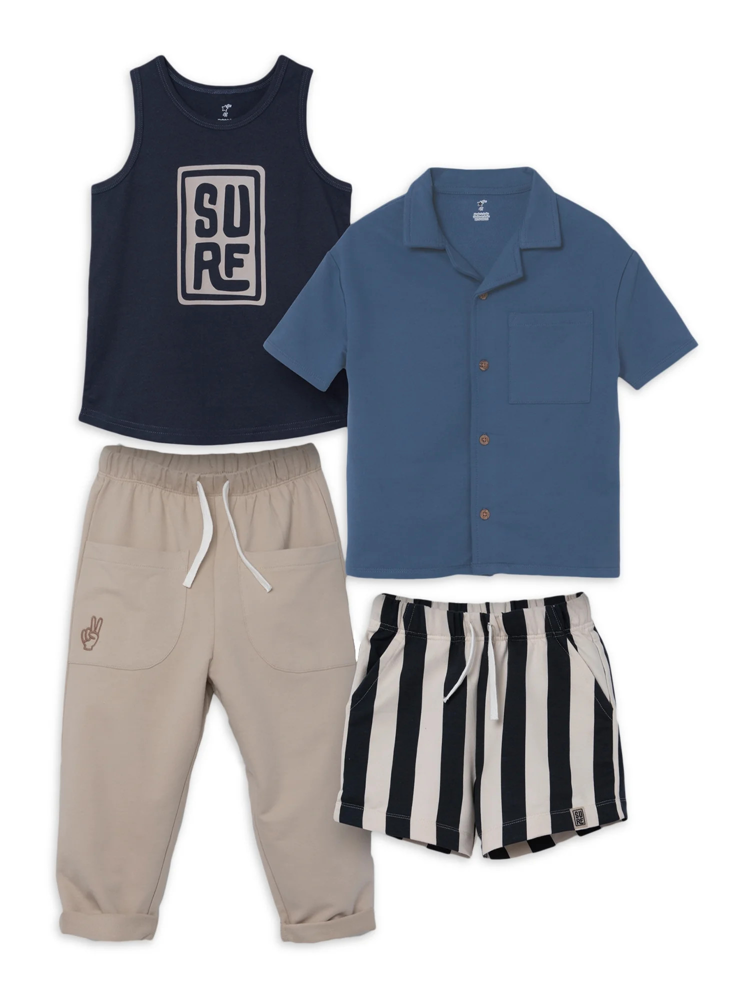 Little Star Organic Toddler Boys 4Pc Mix & Match Bundle Set, Sizes 12M-10 | Walmart (US)