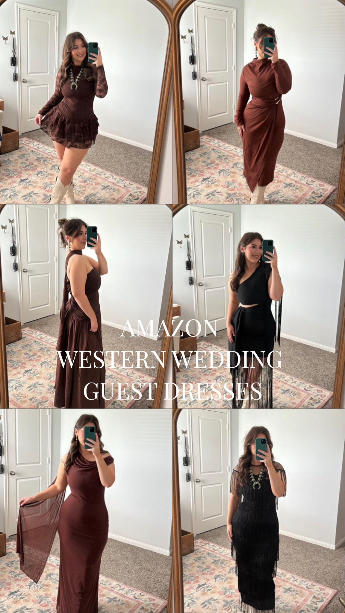 the perfect western chic wedding guest dresses. all size medium! all linked items are exact.

#LTKWedding #LTKootd #LTKMidsize

western style, western fashion, cowgirl chic, chocolate brown, fur jacket, maxi dress, cowgirl boots 