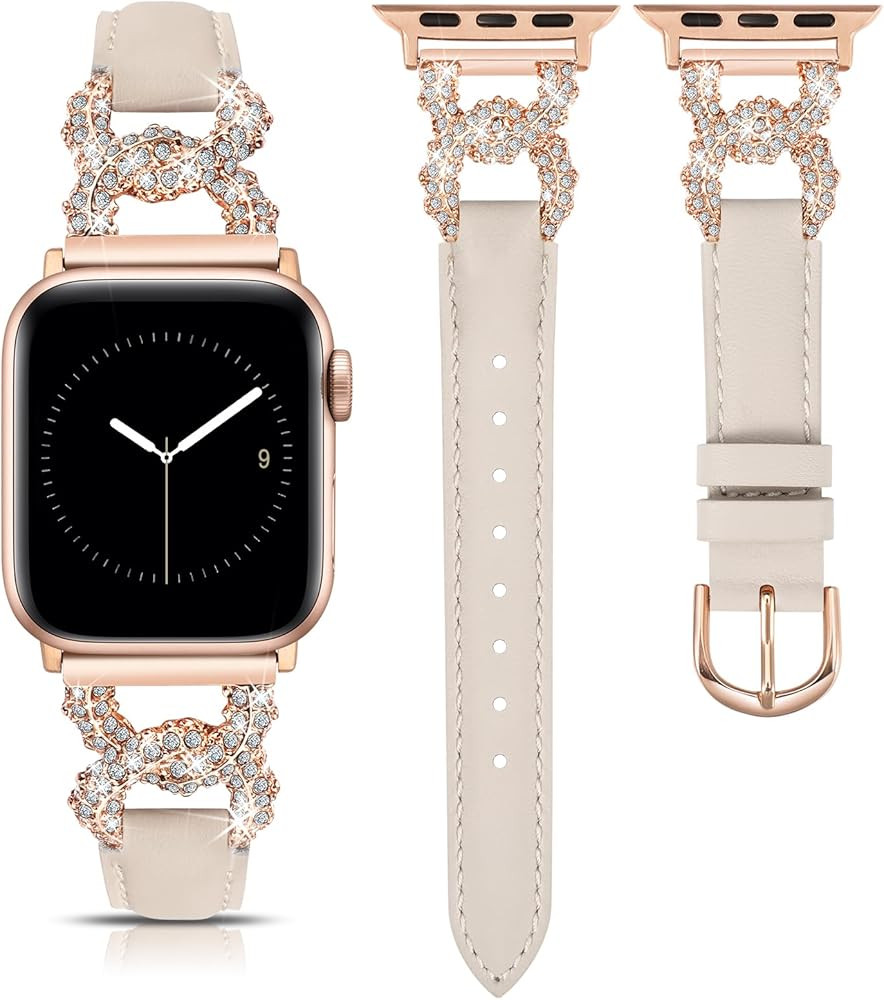 TOYOUTHS Leather Band Compatible with Apple Watch Bands for Women 38/40/41/42/44/45/46/49mm Ultra... | Amazon (US)