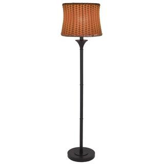 River of Goods 59.5 in. H Brown Outdoor/Indoor Floor Lamp with Basketweave Shade 15070 - The Home... | The Home Depot