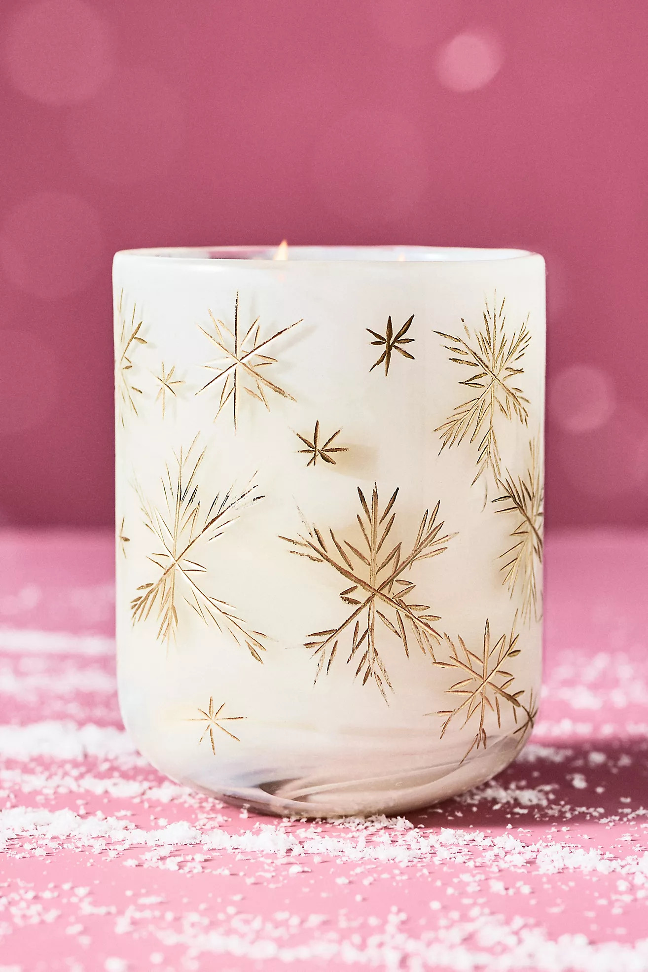 Etched Snowfall Woody Fresh Balsam & Cedarwood Glass Candle | Anthropologie (US)