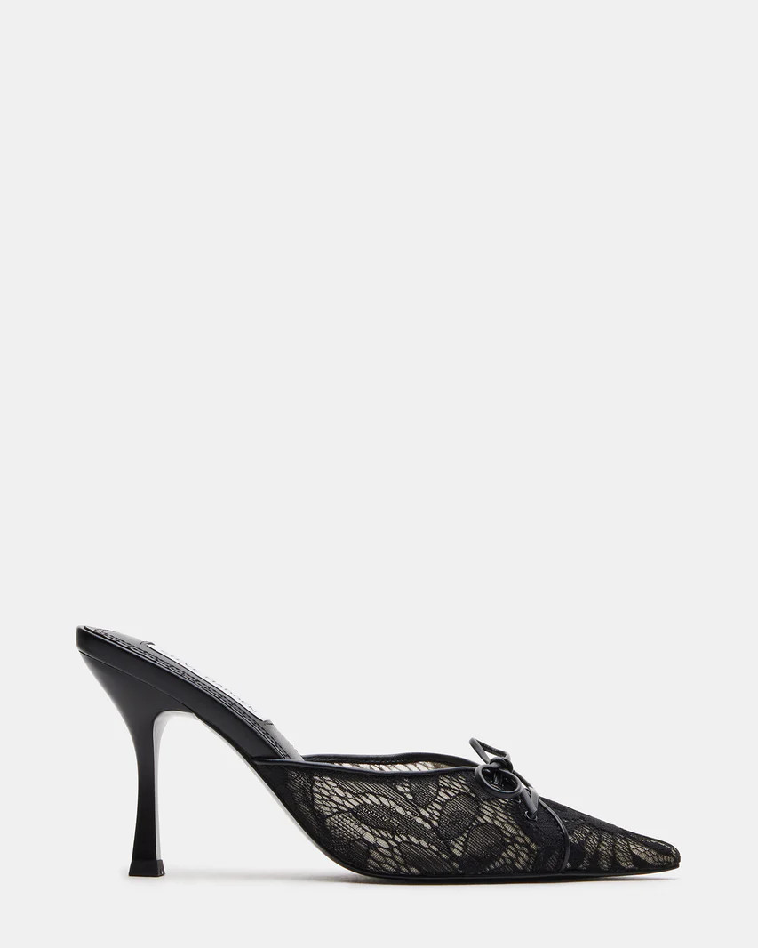 TEMPTRESS Black Lace Pointed Toe Mule | Women's Heels | Steve Madden (US)