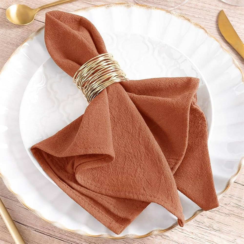 MLMW Thanksgiving Cloth Napkins Fall Linen Cotton Cloth Dinner Napkins Set of 8 Terracotta 16"×1... | Amazon (US)
