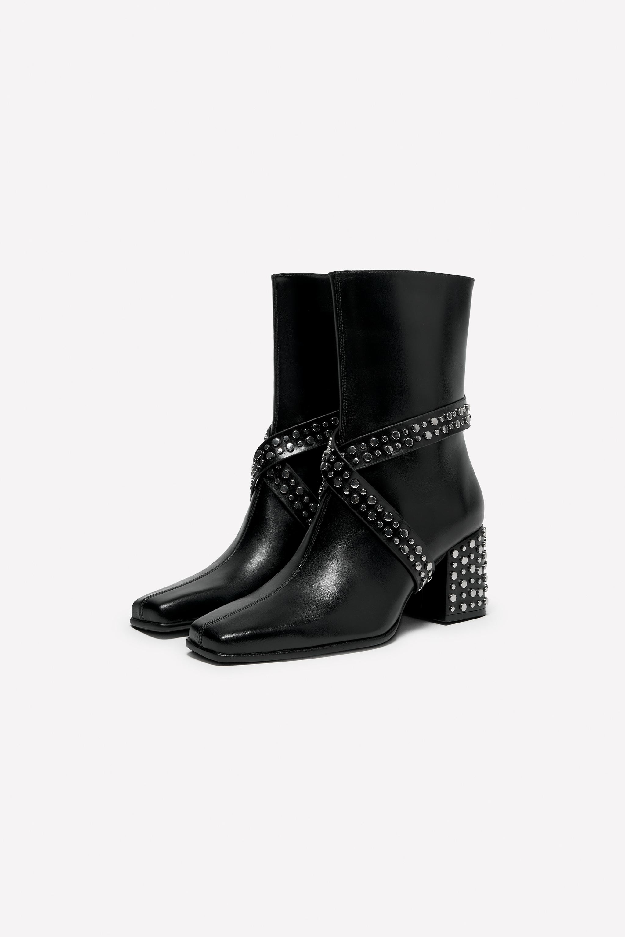LEATHER STUDDED HEEL ANKLE BOOTS LUDOVIC DE SAINT SERNIN x ZARA | Zara US