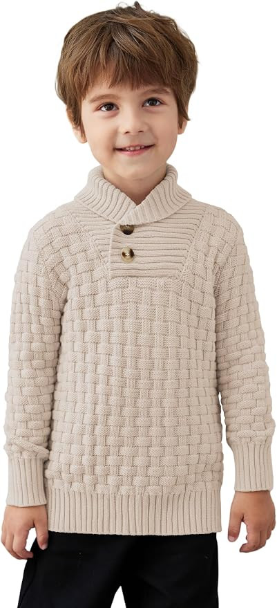 Arshiner Boys Crewneck Long Sleeve Textured Ribbed Edge Pullover Sweaters Button Up Knitted Sweat... | Amazon (US)