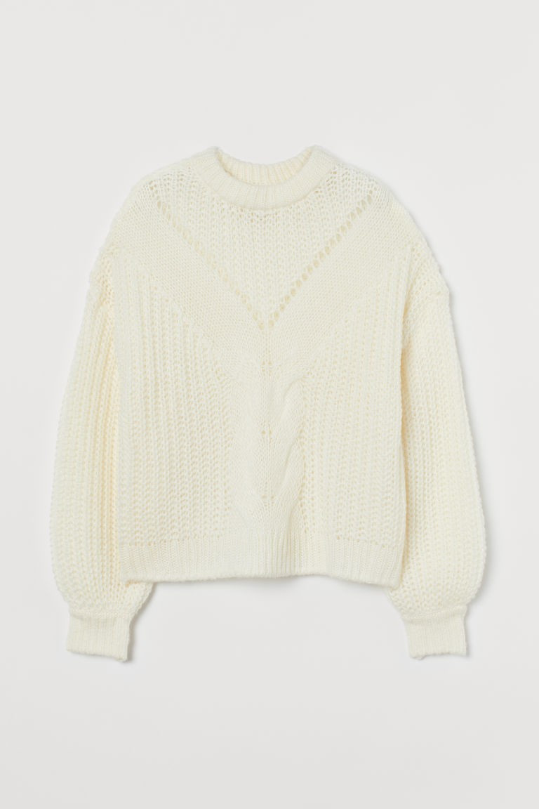 H & M - Cable-knit Sweater - White | H&M (US + CA)