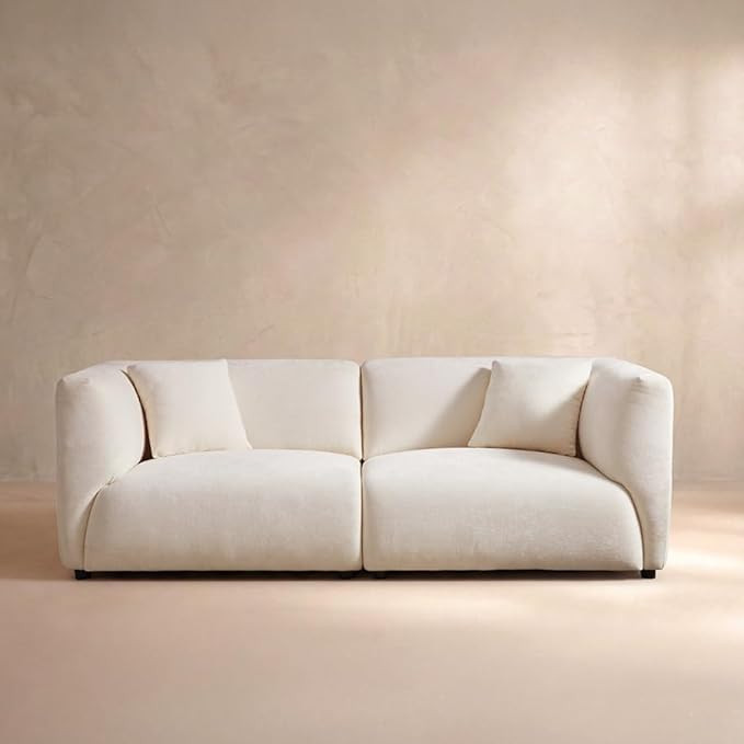 Amazon.com: Louxas 91'' Cloud Sectional Couch with 2 Pillows, Modular Home Sofa with Deep Seat, C... | Amazon (US)
