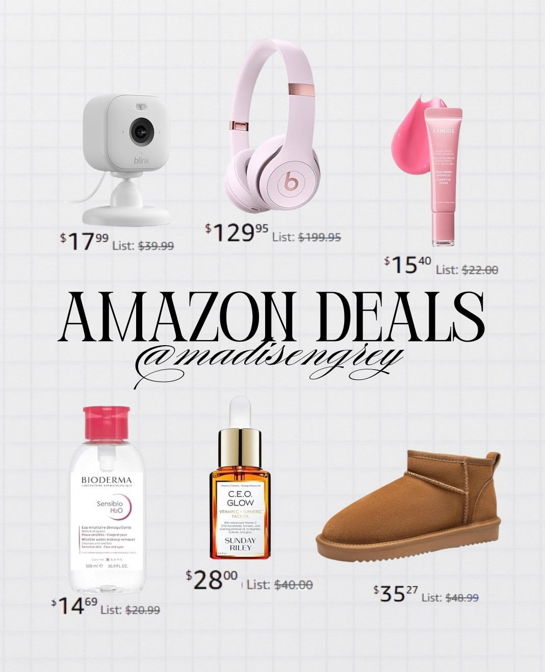 Some good Amazon deals today! Great for gifts or just for yourself! Some good skincare deals from Sunday Riley, Laneige, and Bioderma. Blink cameras, faux Uggs which are great for dog walking, and beats headphones! 

#LTKGiftGuide #LTKSaleAlert #LTKFindsUnder50