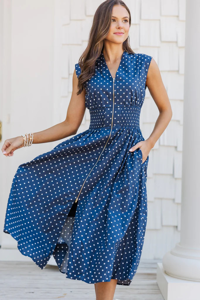 Take Note Navy Blue Dress | The Mint Julep Boutique