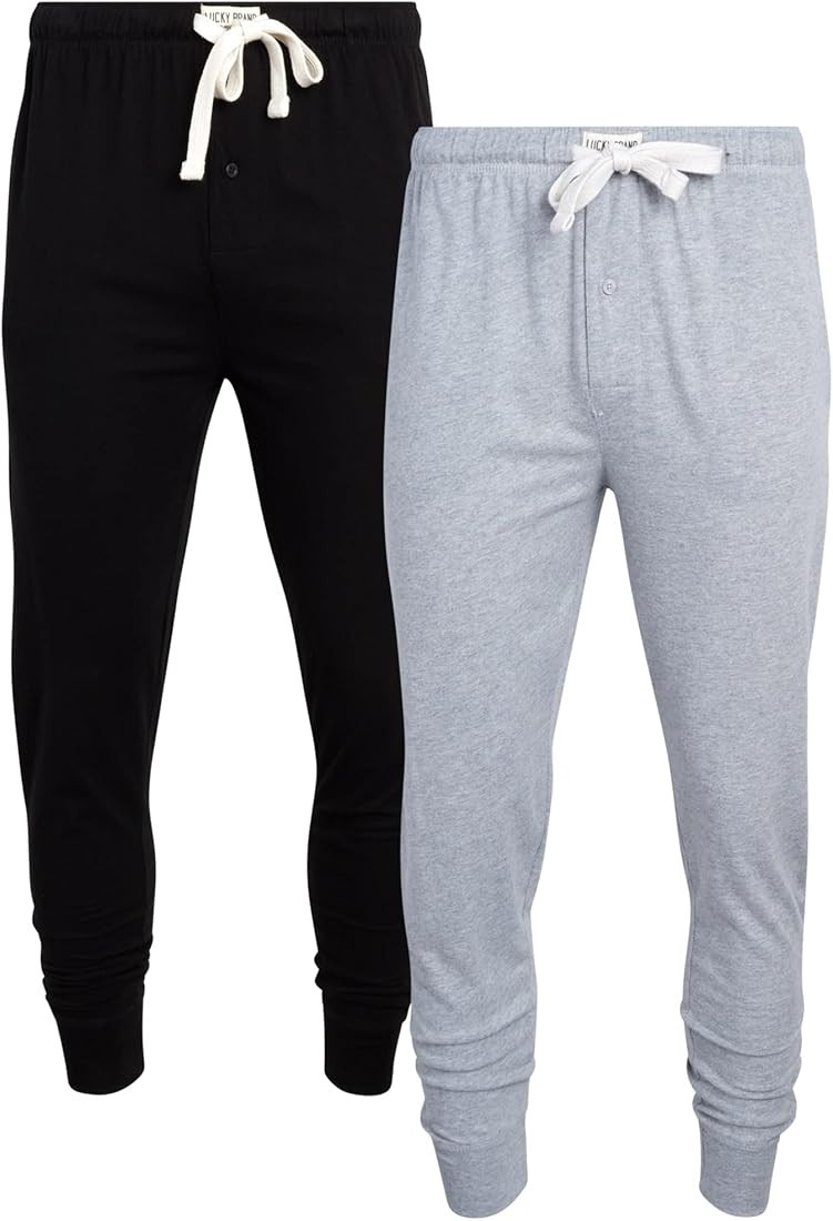 Lucky Brand Men's Pajama Pants - Lightweight Knit Jogger Sweatpants (2 Pack) | Amazon (US)