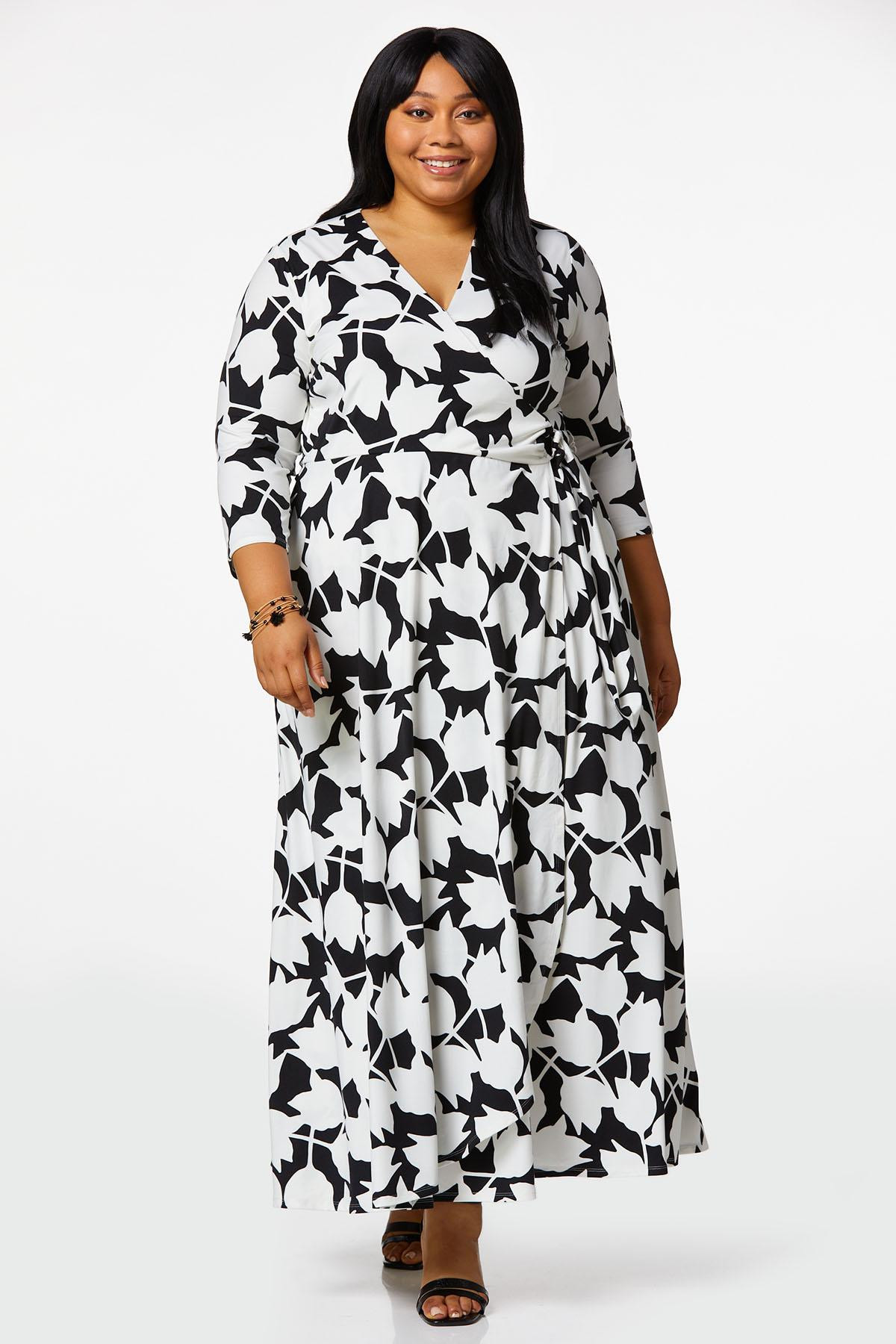 Plus Size Tulip Faux Wrap Maxi Dress | Cato Fashions