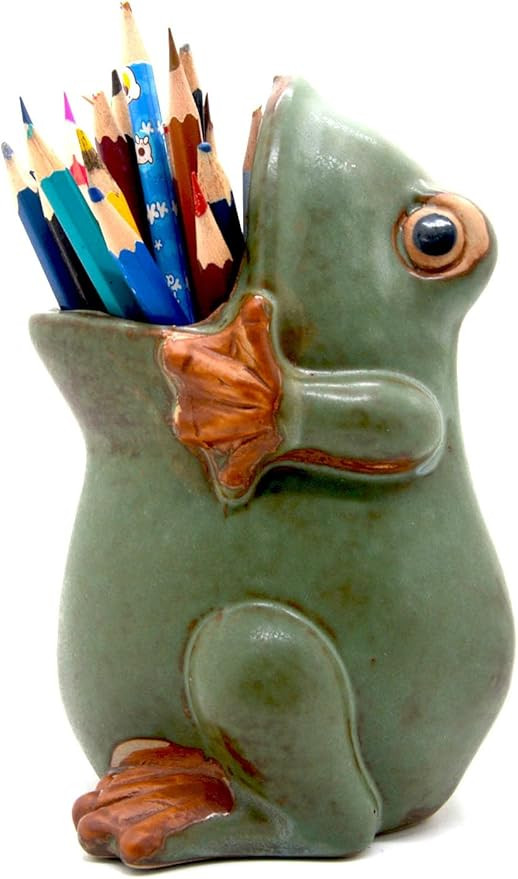 7" Ceramic Frog Shaped Plant Pot for Bonsai Flower Succulent Planter Candy Dish Pencil Holder Dec... | Amazon (US)
