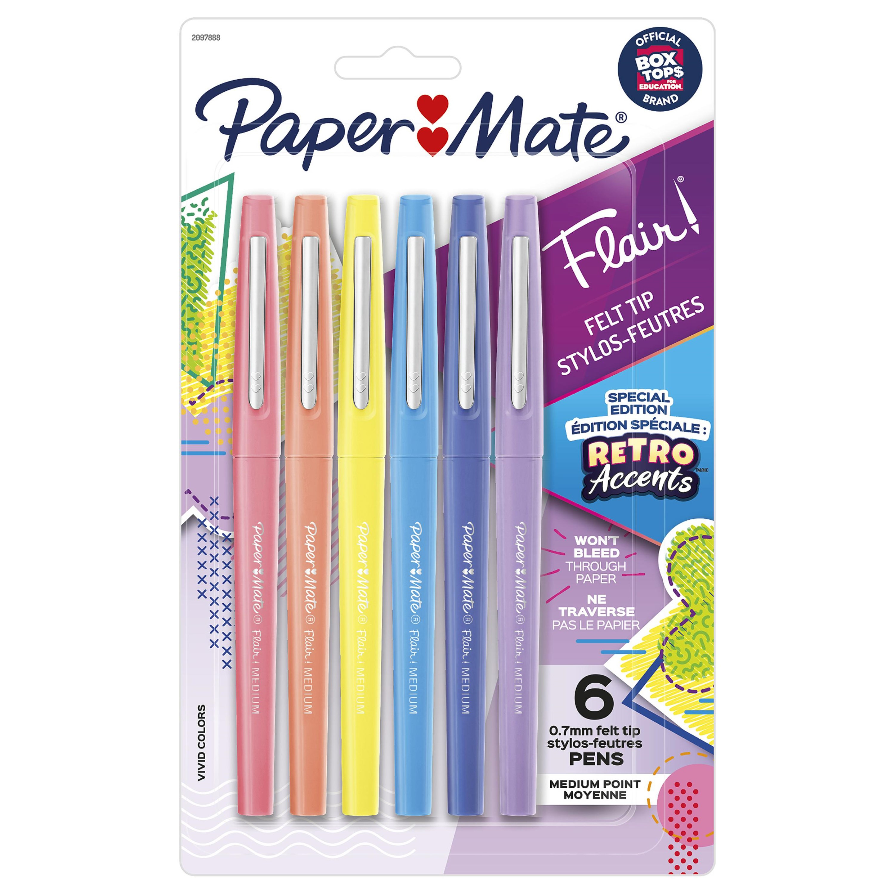 Paper Mate Flair Felt Tip Pens, Medium Point (0.7mm), Special Edition Retro Accents, Assorted Col... | Walmart (US)