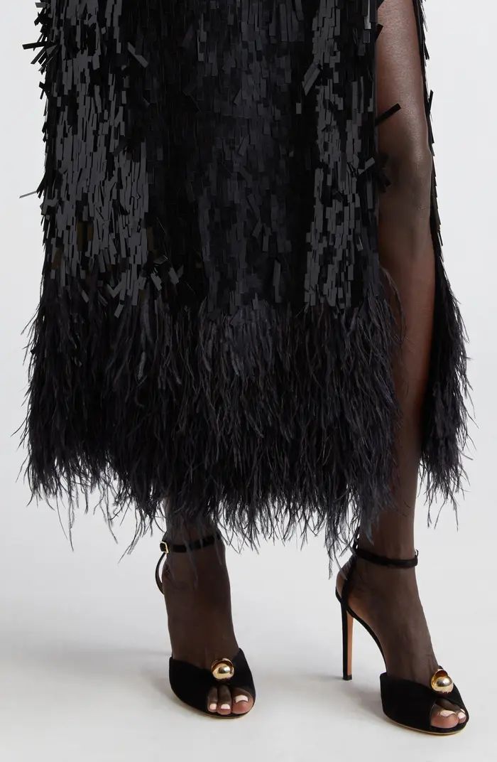 Euforia Purs Paillette & Feather Skirt | Nordstrom