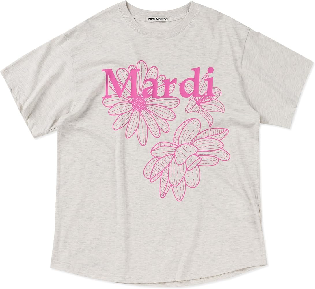 mardi mercredi Women's Triple Flower Graphic T-Shirt, 100% Cotton, Regular Fit Crewneck, Bold 3-F... | Amazon (US)