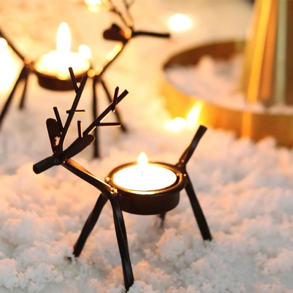 2 Pack Metal Reindeer Candle Holders, Christmas Table Decoration, Deer Candle Holder,Christmas Te... | Walmart (US)