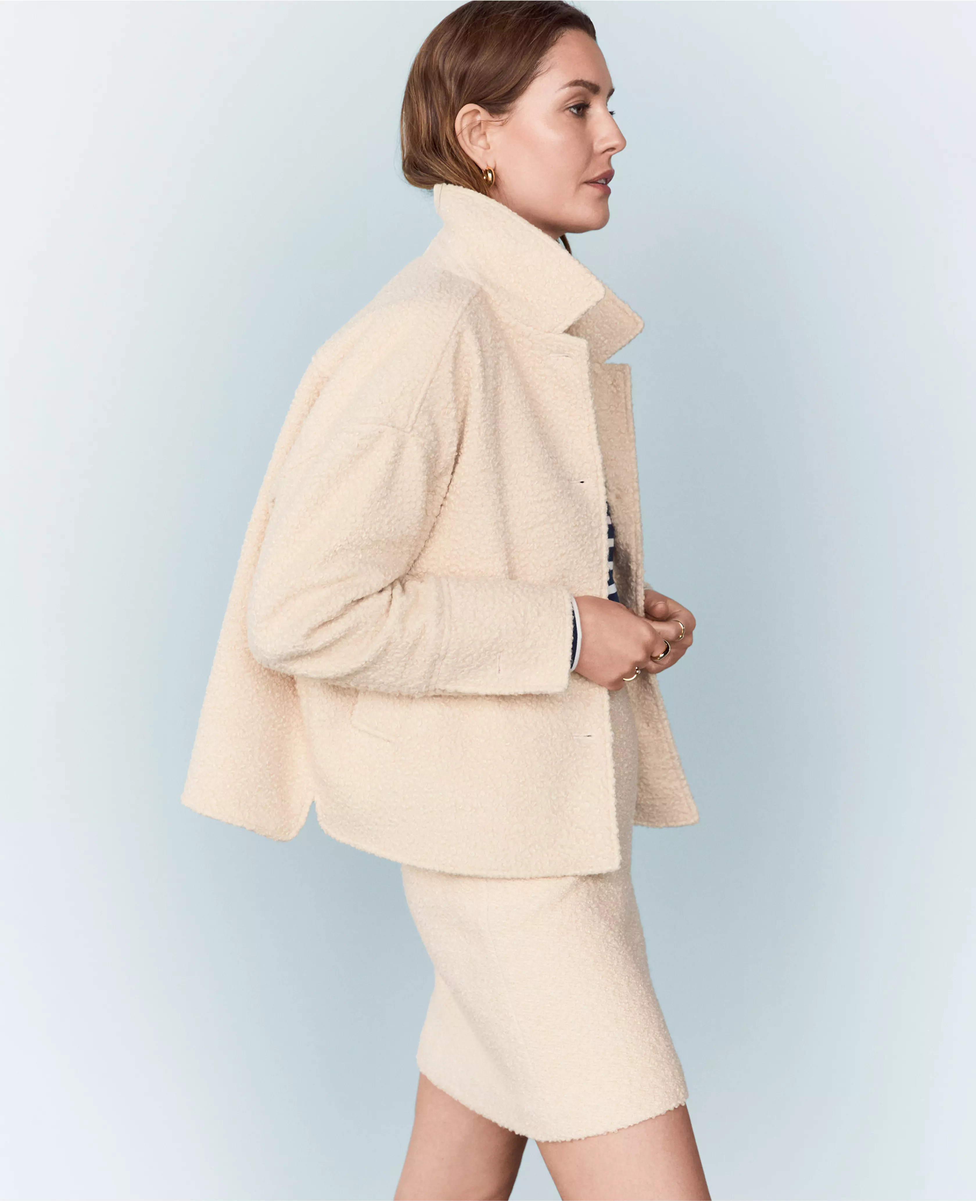 Weekend Collared Button Front Relaxed Jacket | Ann Taylor (US)