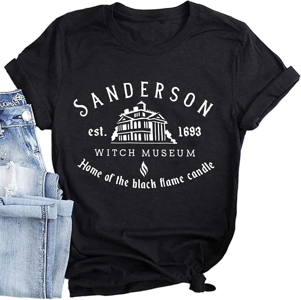Halloween T Shirt Women Sanderson Letter Print Graphic T-Shirt Hocus Pocus Tees Tops | Amazon (US)