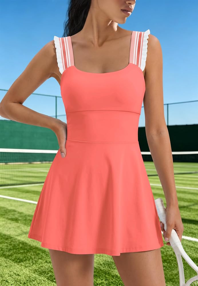 SENSERISE Womens Tennis Dress with Shorts Summer Athletic Dress with Built in Bra Workout Golf Ou... | Amazon (US)
