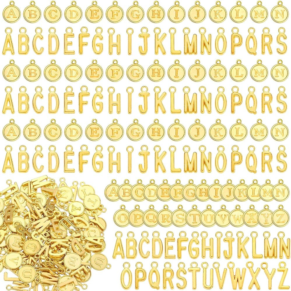 Yinkin 8 Sets/ 208 Pieces Mixed Alphabet Charms Round Letter Charms Pendants A-Z Initial Letter M... | Amazon (US)