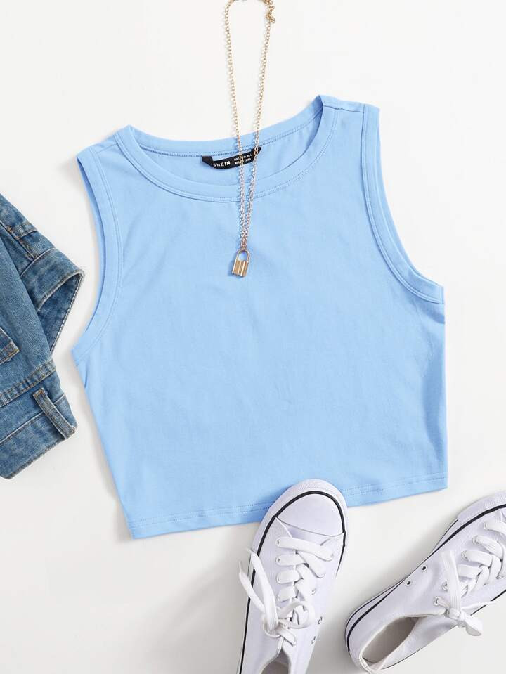 SHEIN EZwear Solid Crop Tank Top | SHEIN