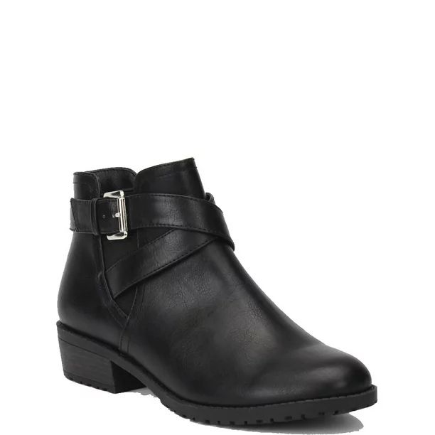 Time and True Women's Buckle Strap Ankle Bootie (Wide Width Available) - Walmart.com | Walmart (US)