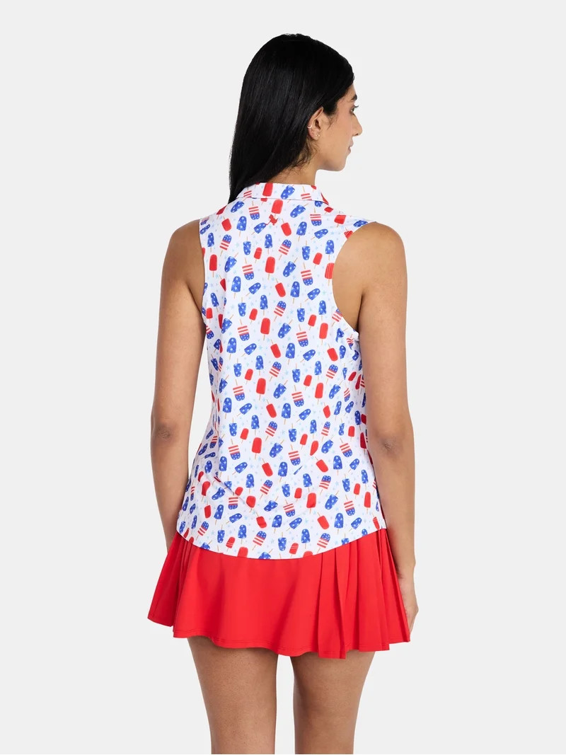 Birdie Bound Women's Gemma Sleeveless Print Golf Polo Shirt with UPF 30+, Sizes XS-XXL | Walmart (US)
