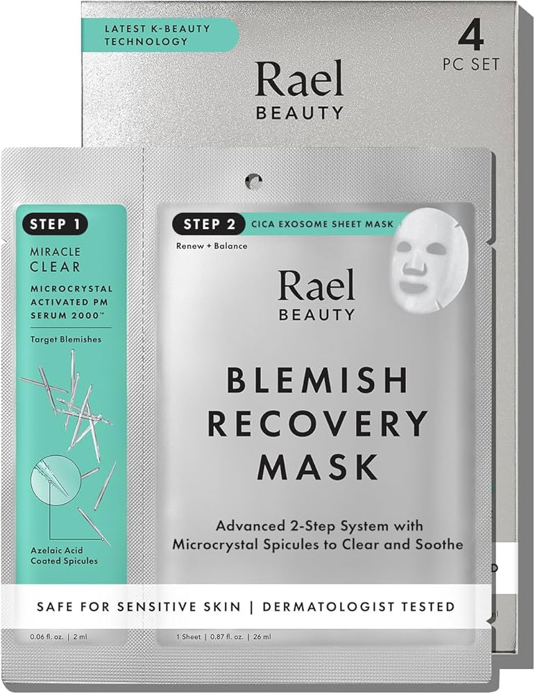 Rael Blemish Recovery Masks - 2-Step System with Hyaluronic Acid, Azelaic Acid Serum & Cica Exoso... | Amazon (US)